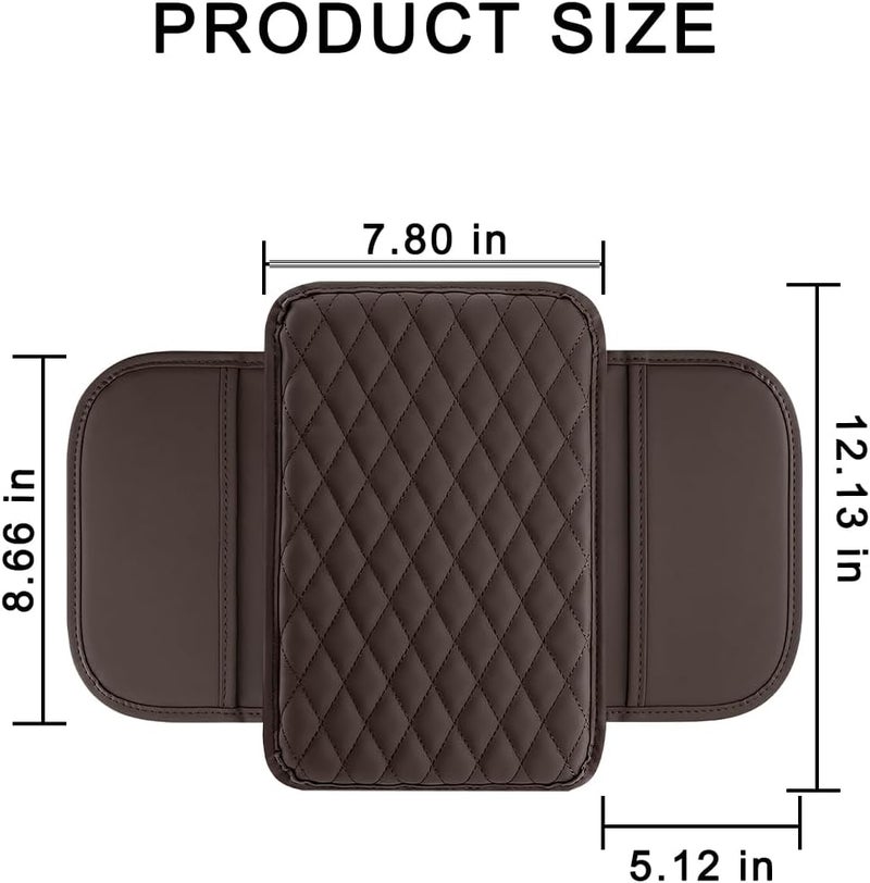 Mandark Car Center Console Cover, Microfiber Leather Vehicle Armrest Protector Cushion with 2 Storage Bags, Auto Interior Arm Rest Seat Box Pad Accessories, Universal for SUV, Sedan, Truck (Coffee) - Image 2